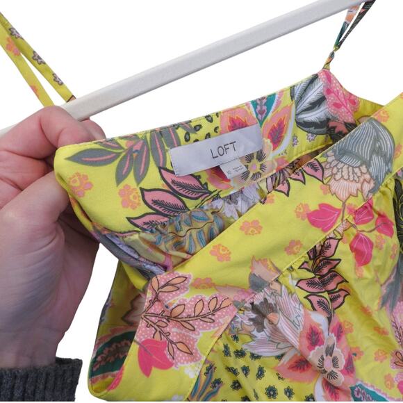 Loft Yellow Tropic Strappy Tiered Midi Dress - Size 10 - Picture 4 of 5